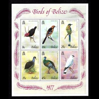 Belize: 1977, Blockausgabe Vögel (I)