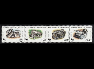 Benin: 1999, Pythonschlange, WWF-Ausgabe (Viererstreifen)