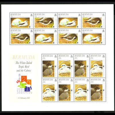 Bermuda-Inseln: 2001, Weißschwanz-Tropikvogel, WWF-Ausgabe (Zdr.-Kleinbogen)