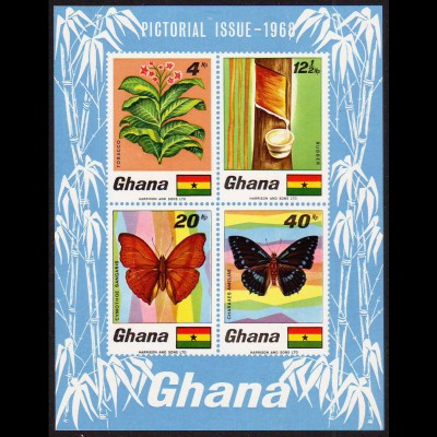 Ghana: 1968, Blockausgabe Pflanzen und Tiere