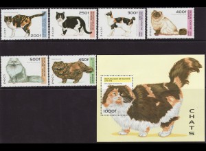 Guinea: 1996, Katzen (Satz und Blockausgabe)