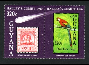 Guyana: 1986, Halleyscher Komet (auch Motiv Schiffe und Vögel; mit anhängendem Zierfeld)