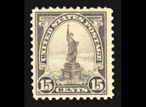 USA: 1922, Freimarken 15 C. Freiheitsstatue (bessere Type, gez. L 11)