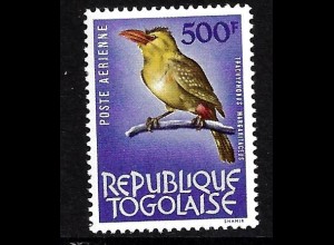 Togo: 1964/65, Perlbartvogel 500 Fr. (Höchstwert)