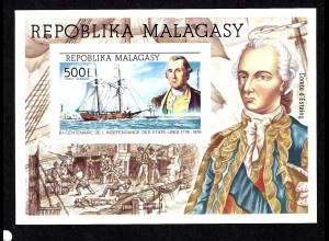 Madagaskar: 1975, Alte Segelschiffe (200 Jahre USA; ungezähnte Blockausgabe)