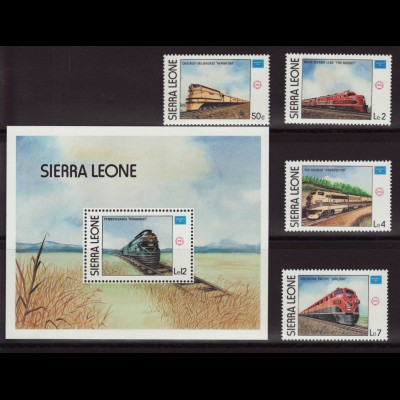 Sierra Leone: 1986, Eisenbahn (Satz und Blockausgabe)