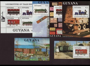 Guyana: 1989, Eisenbahnen (Kleinbogensatz sowie Blocksatz)