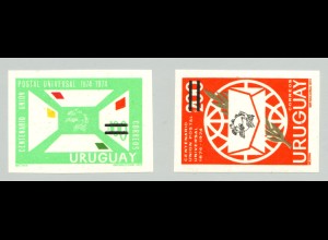 Uruguay: 1974, Weltpostverein UPU (ungezähnte Sonderdrucke in geänderten Farben mit durchbalkten Wertziffern)