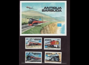 Antigua und Barbuda: 1986, Eisenbahnen (Satz und Blockausgabe)
