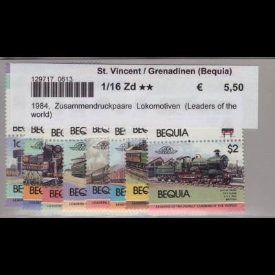 St. Vincent / Grenadinen (Bequila): 1984, Zusammendruckpaare Lokomotiven (Leaders of the world)