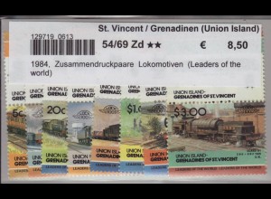 St. Vincent / Grenadinen (Union Island): 1984, Zusammendruckpaare Lokomotiven (Leaders of the world)