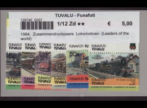 Tuvalu - Funafuti: 1984, Zusammendruckpaare Lokomotiven (Leaders of the world)