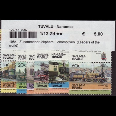 Tuvalu - Nanumea: 1984, Zusammendruckpaare Lokomotiven (Leaders of the world)