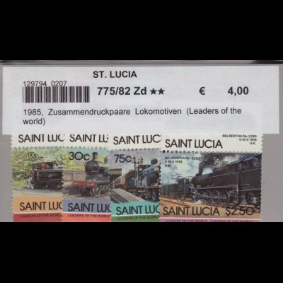 St. Lucia: 1985, Zusammendruckpaare Lokomotiven (Leaders of the world)