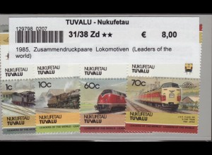 Tuvalu - Nukufetau: 1985, Zusammendruckpaare Lokomotiven (Leaders of the world)