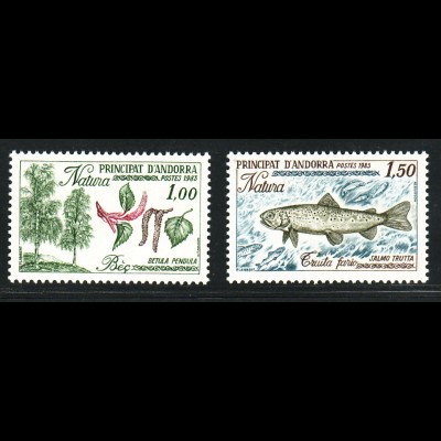 Andorra (Französische Post): 1983, Naturschutz (Birke und Forelle)