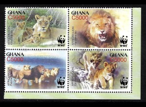 Ghana: 2004, Löwe (Zusammendruck, WWF-Ausgabe)