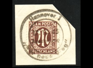 Bizone: 1945, AM-Post 24 Pfg. (Briefstück, gepr. BPP)