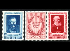 Belgien: 1952, Ergänzungswerte Schriftsteller (Einzelmarken) 