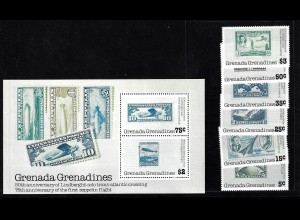 Grenada / Grenadinen: 1978, Zeppelin und Transatlantikflug von Lindbergh (Satz und Blockausgabe)