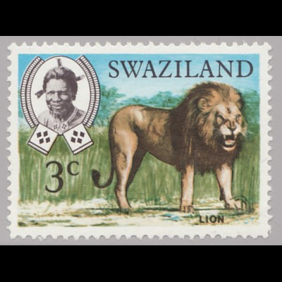 Swaziland: 1975, Freimarken Einheimische Wildtiere 3 C. (Nachauflage mit stehendem WZ)