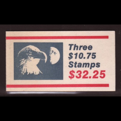 USA: 1985, Markenheftchen Eilmarke Adler $ 10,75 (enthält 2x zweiseitig und 1x einseitig gezähnte Marke Kat.-Nr. 1750, M€ 85,-)