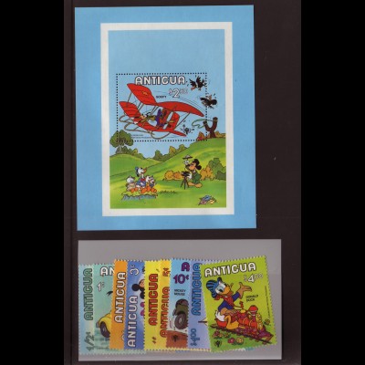 Antigua: 1980, Walt-Disney-Figuren (Jahr des Kindes, Satz und Blockausgabe)