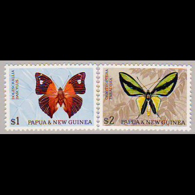 Papua Neuguinea: 1966, Freimarken Schmetterlinge (Höchstwerte in besserer Type II, M€ 32,-)