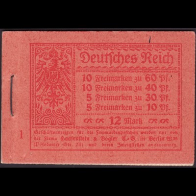 1920, Markenheftchen Germania, gute Type mit nicht durchgez. H-Blatträndern 