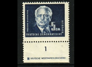 DDR: 1950, Pieck WZ Kreuzblüten 5 DM mit Druckerzeichen