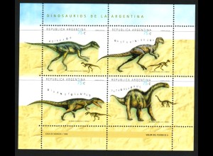 Argentinien: 1998, Kleinbogen Dinosaurier