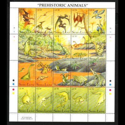 Sierra Leone: 1992, Zdr.-Bogen Prähistorische Tiere