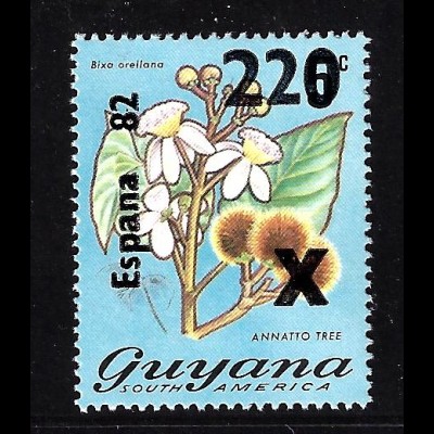 Guyana: 1981, Überdruckausgabe Fußball-WM Spanien (Motiv Blumen)