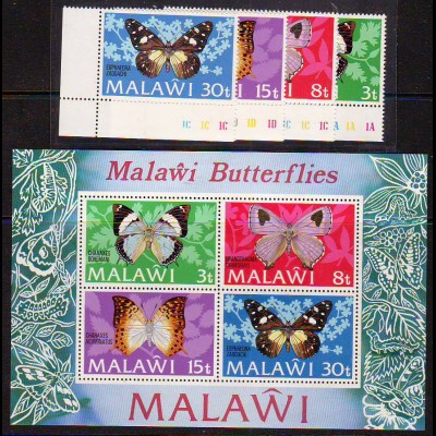 Malawi: 1973, Schmetterlinge (Satz und Blockausgabe)