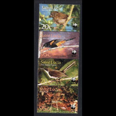 St. Lucia: 2001, Singvögel (Zdr.-Streifen, WWF-Ausgabe)