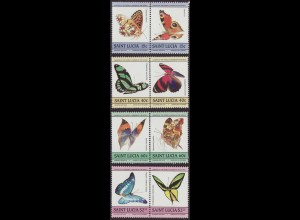 St. Lucia: 1985, Schmetterlinge (Zdr.-Paare)