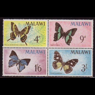 Malawi: 1966, Herzstück aus Blockausgabe Schmetterlinge