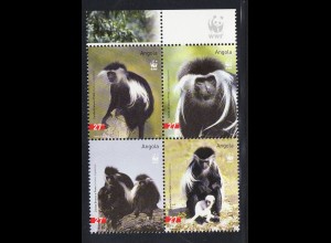 Angola: 2004, Angola-Guereza (Affe WWF-Ausgabe als Viererblock)