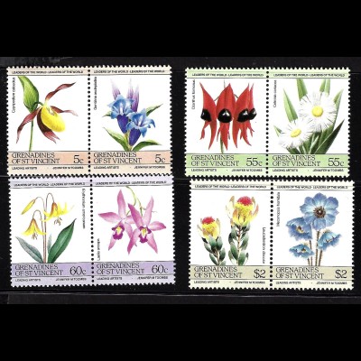 St. Vincent / Grenadinen: 1985, Zusammendruckpaare Blumen