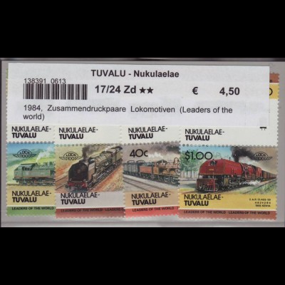 Tuvalu - Nukulaelae: 1984, Zusammendruckpaare Lokomotiven (Leaders of the world)