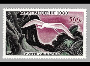 Togo: 1957, Silberreiher 500 Fr. (Höchstwert, einzige Marke mit Motiv Vögel)