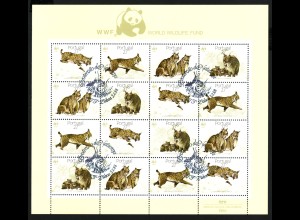 Portugal: 1988, Kleinbogen Pardelluchs (WWF-Ausgabe, enthält vier Viererblöcken)