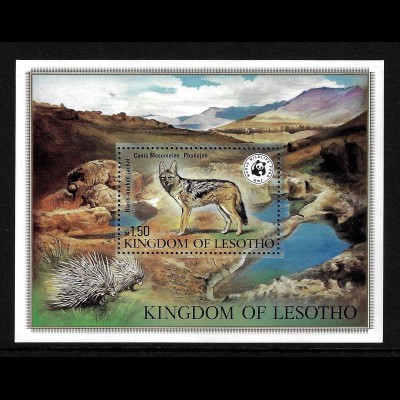 Lesotho: 1981, Blockausgabe Schabrackenschakal (WWF-Ausgabe)