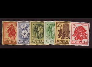 Australien: 1959/65, Freimarken Blumen (Höchstwerte, alle Werte Blumen aus dem Satz 294/302)