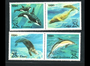 Sowjetunion: 1990, Meeressäugetiere (Parallelausgabe mit USA)
