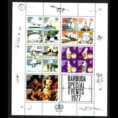 Antigua und Barbuda / Barbuda: 1977, Blockausgabe Jahresereignisse (auch Motiv Weltraum