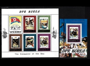 Nordkorea: 1980, Meeresforscher und Seefahrer (Kleinbogen und Blockausgabe)