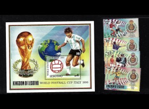 Kongo / Zaire: 1989, Fußball-WM Italien (Spielszenen, Satz und Blockausgabe)