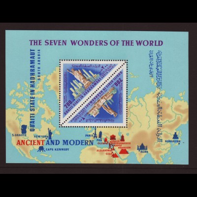 Aden - Qu´aiti State in Hadhramaut: 1968, Blockausgabe Weltwunder der Antike und Neuzeit