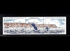 St.Pierre und Miquelon: 1988, Zdr.-Streifen Naturschutz (Vögel und Wal)